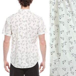 Billy Reid Black & White Patterned Short Sleeve Shirt Pelican‎ Bird Tuscumba